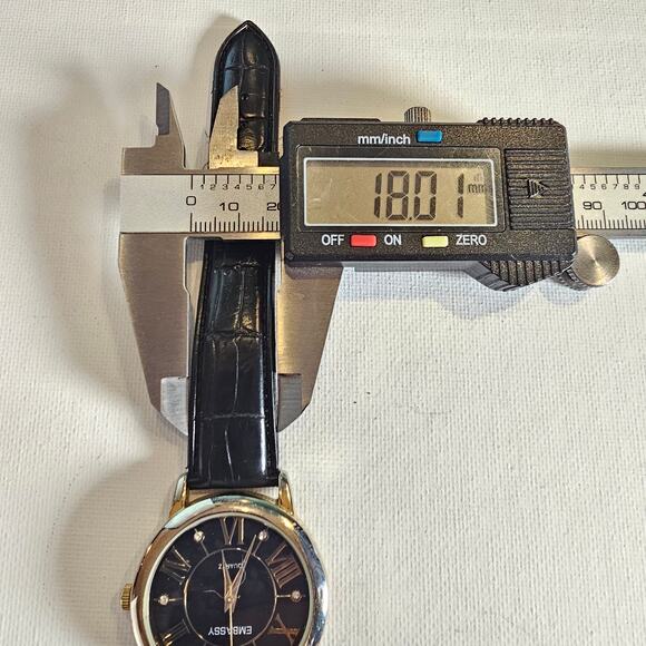 Embassy Quartz Watch Black Roman Dial Gold Tone Case 36.6mm Leather Band - Picture 14 of 14